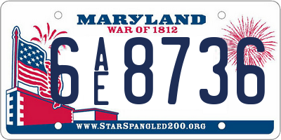 MD license plate 6AE8736