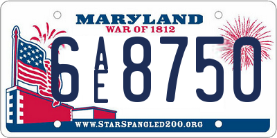 MD license plate 6AE8750