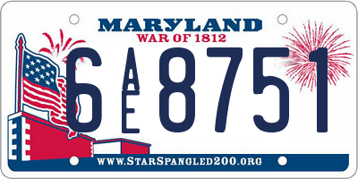 MD license plate 6AE8751