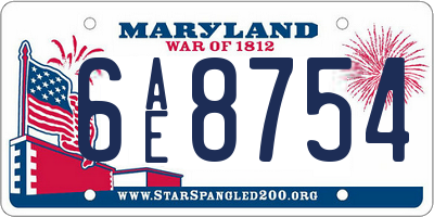 MD license plate 6AE8754