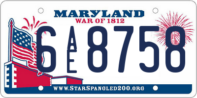 MD license plate 6AE8758