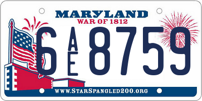 MD license plate 6AE8759
