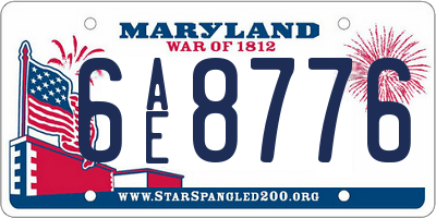 MD license plate 6AE8776