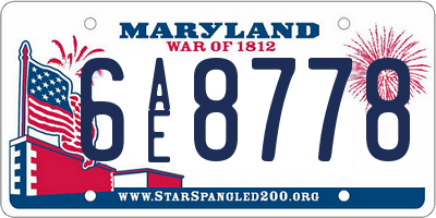MD license plate 6AE8778