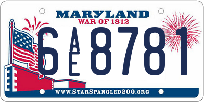 MD license plate 6AE8781