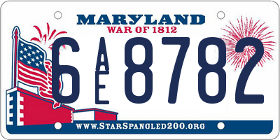 MD license plate 6AE8782