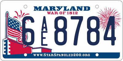 MD license plate 6AE8784