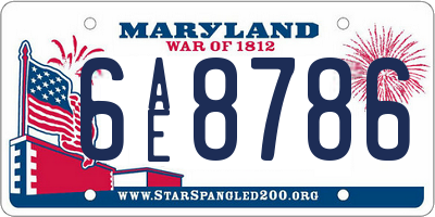 MD license plate 6AE8786