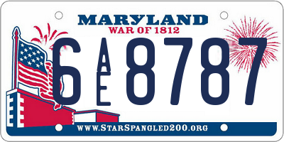 MD license plate 6AE8787