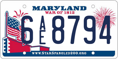 MD license plate 6AE8794