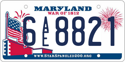 MD license plate 6AE8821