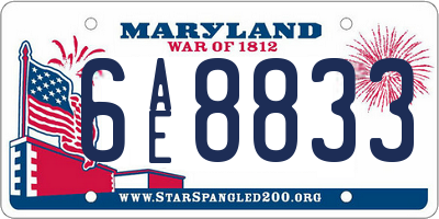 MD license plate 6AE8833