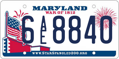 MD license plate 6AE8840