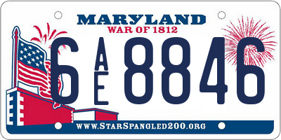 MD license plate 6AE8846