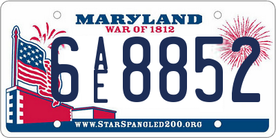 MD license plate 6AE8852