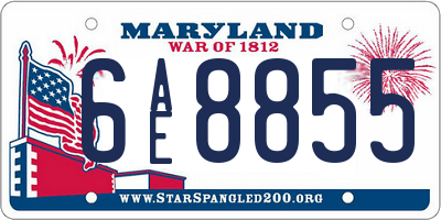 MD license plate 6AE8855