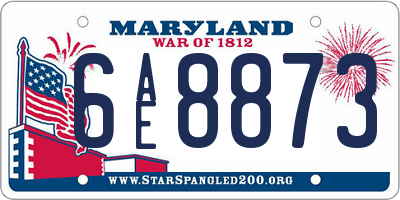 MD license plate 6AE8873