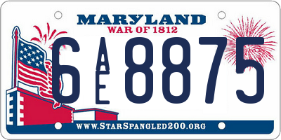 MD license plate 6AE8875