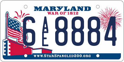 MD license plate 6AE8884