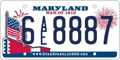 MD license plate 6AE8887