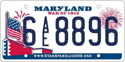MD license plate 6AE8896