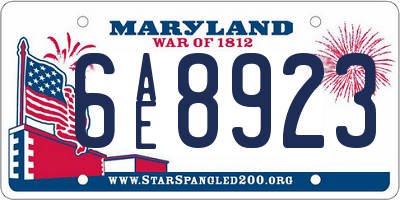 MD license plate 6AE8923