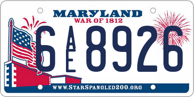 MD license plate 6AE8926