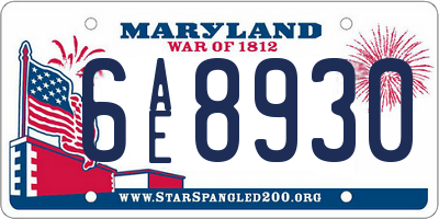 MD license plate 6AE8930