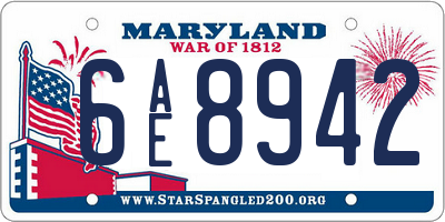 MD license plate 6AE8942