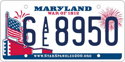 MD license plate 6AE8950