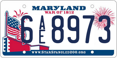 MD license plate 6AE8973