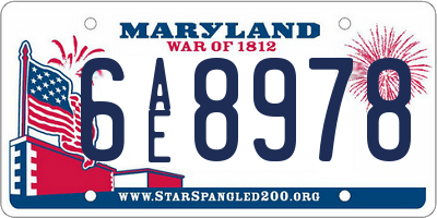 MD license plate 6AE8978