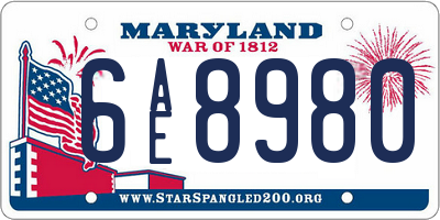 MD license plate 6AE8980