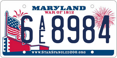 MD license plate 6AE8984