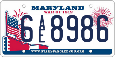 MD license plate 6AE8986
