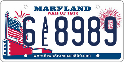 MD license plate 6AE8989