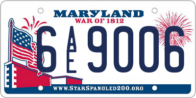 MD license plate 6AE9006