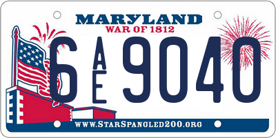 MD license plate 6AE9040