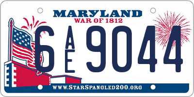 MD license plate 6AE9044