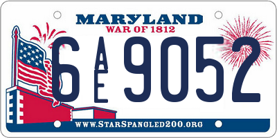MD license plate 6AE9052