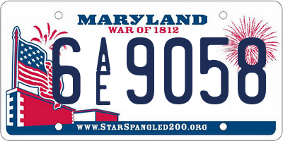 MD license plate 6AE9058