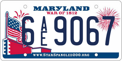 MD license plate 6AE9067