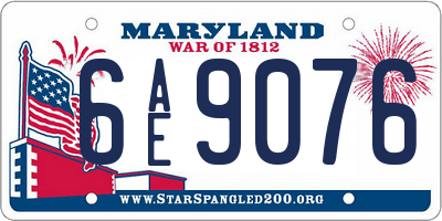 MD license plate 6AE9076