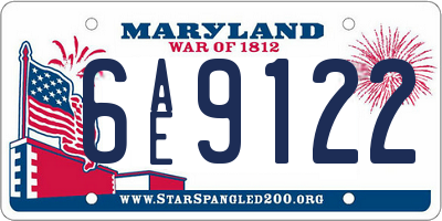 MD license plate 6AE9122