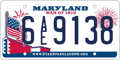 MD license plate 6AE9138