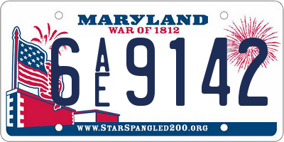 MD license plate 6AE9142