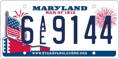 MD license plate 6AE9144