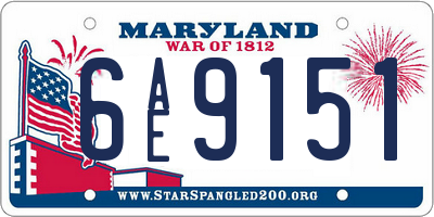 MD license plate 6AE9151