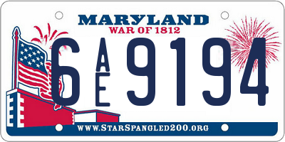 MD license plate 6AE9194