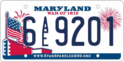 MD license plate 6AE9201
